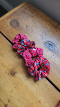 Load image into Gallery viewer, sets of watermelon seed scrunchie and mixed berry scrunchies on wooden surface