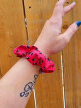 Load image into Gallery viewer, watermelon seed print scrunchie on wrist