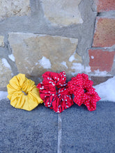 Load image into Gallery viewer, trio of bright coloured srunchies