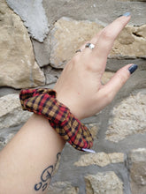 Load image into Gallery viewer, brown and red plaid scrunchie