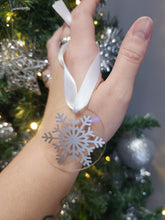 Load image into Gallery viewer, silver snowflake ornament
