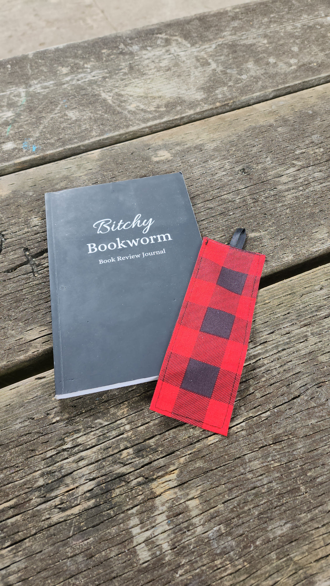 Red plaid Fabric bookmark