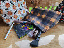 Load image into Gallery viewer, Orange Plaid make up bag
