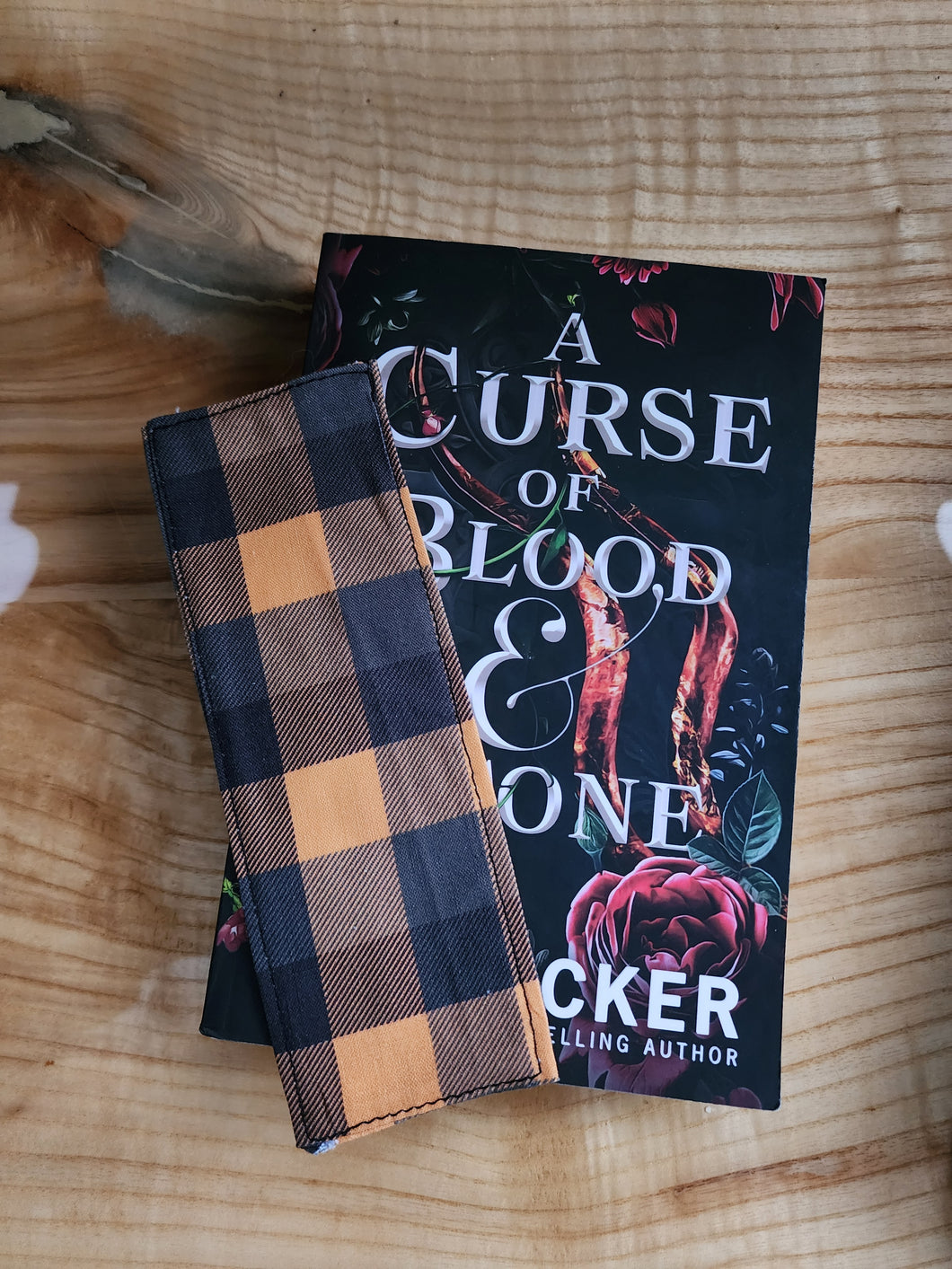 Orange Plaid fabric bookmark