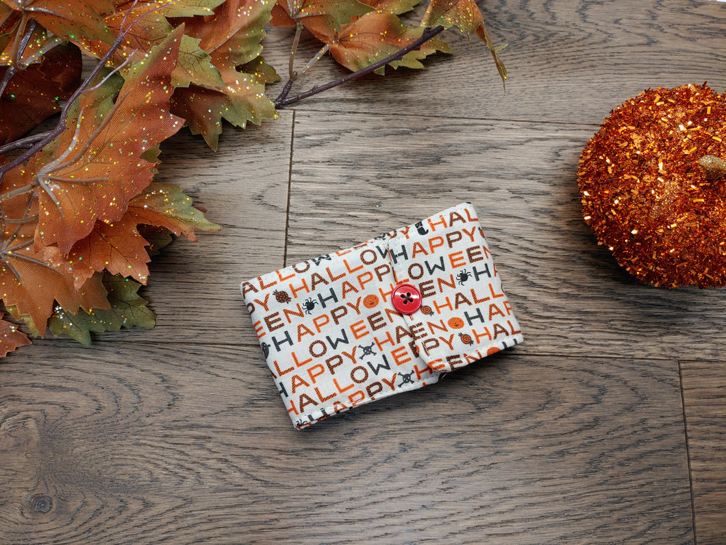 Halloween Print Drink Cozie red button