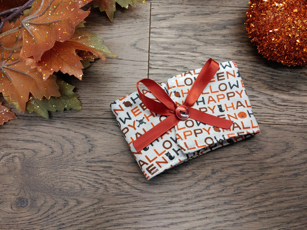 Halloween Print Drink Cozie w Ribbon