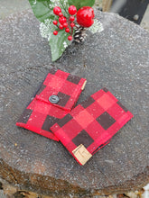 Load image into Gallery viewer, Buffalo Plaid Drink Cozie (Black Buttons)
